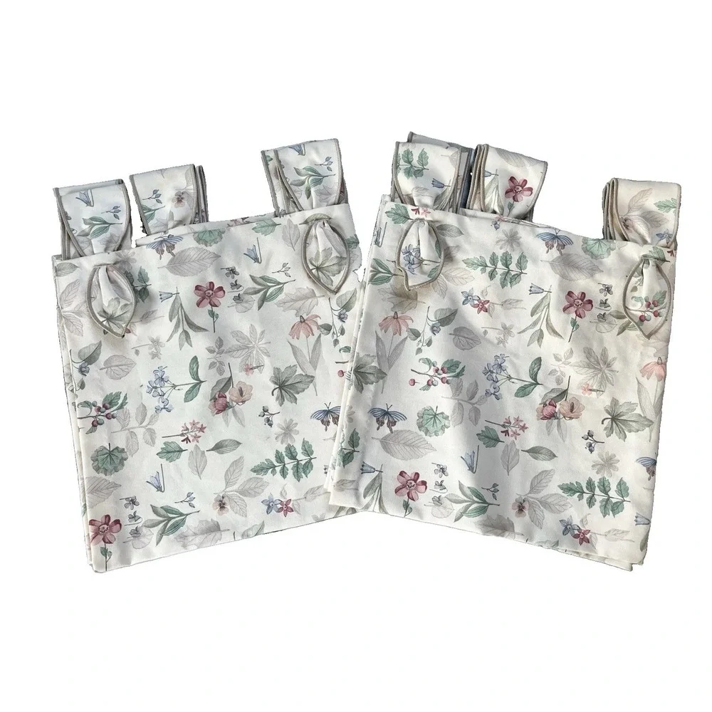 Longaberger Botanical Fields Tab Tie Window Valance Curtains (Set of 2)